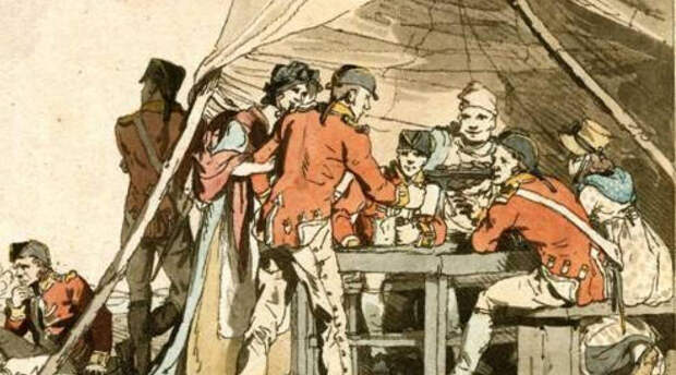 Наполеоновские войны Алкоголь Между 1803 и 1815 французские солдаты сражались против всей Европы. Мало кто знает, что им пришлось бороться против мертвецки пьяного британского военно-морского флота и находящихся в таком же состоянии морских пехотинцев: на кораблях ежедневно выдавали определенную норму спирта, чтобы предотвратить болезни и поддерживать боевой дух солдат.