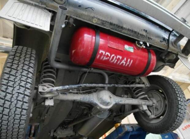На большинстве автомобилей газовый баллон удачно вписывается под днищем, или вместо запаски. | Фото: alpha-bosch.ru.