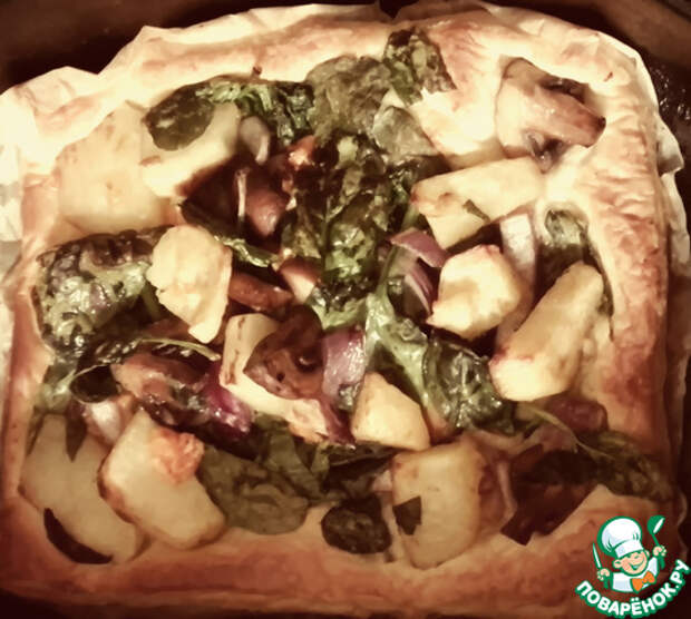 Пицца с грибами на основе корнбреда