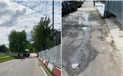 На Дмитровском шоссе устранили провал на дороге