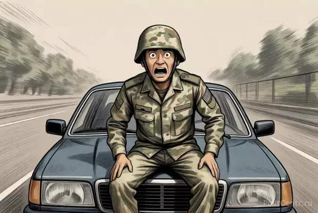 Украинец провез наглого военкома на капоте своей машины (Видео)