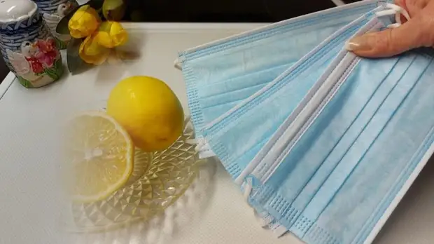 Умное, нестандартное использование медицинской маски в быту. Просто положите в неё лимон