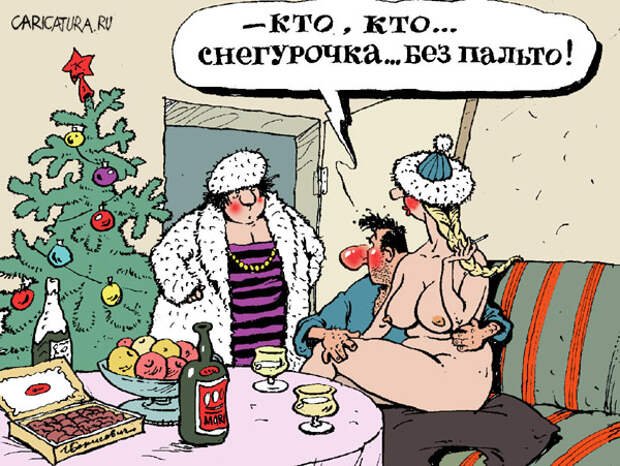 Карикатуры на новогоднюю тему (115 картинок)