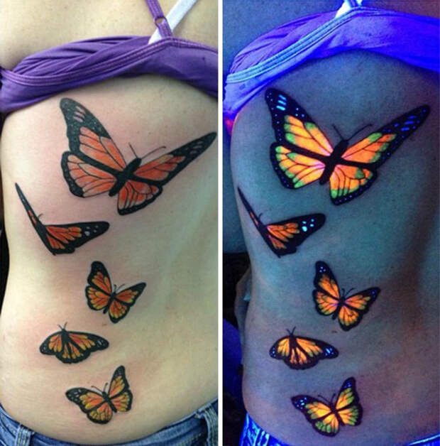 Татуировка с изображением бабочек.