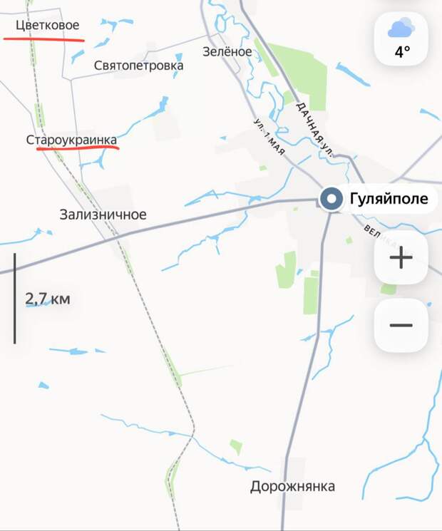 Карта СВО на Запорожском направлении, 12 февраля 2026 г.