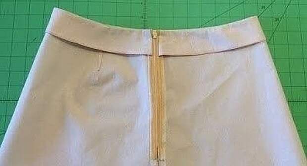 Обработка пояса юбки с потайной молнией 8