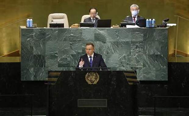 На фото: президент Польши Анджей Дуда на 77-й сессии Генассамблее ООН
