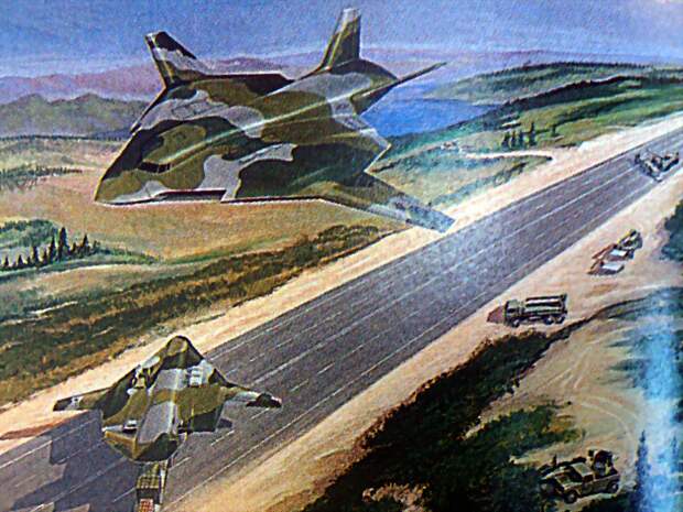 Вариант McDonnell Douglas ATTMA с интегральной компоновкой, 1988 год. Изображено использование асфальтированной дороги в качестве импровизированного аэродрома - Специальный самолёт для специальных людей | Warspot.ru