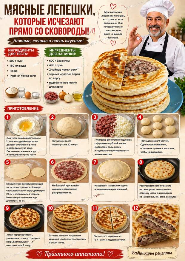 Кулинария>Мяcныe лeпeшки!