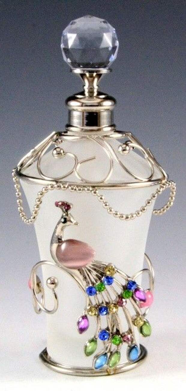Peacock Pearl Floral Glass Perfume Bottle