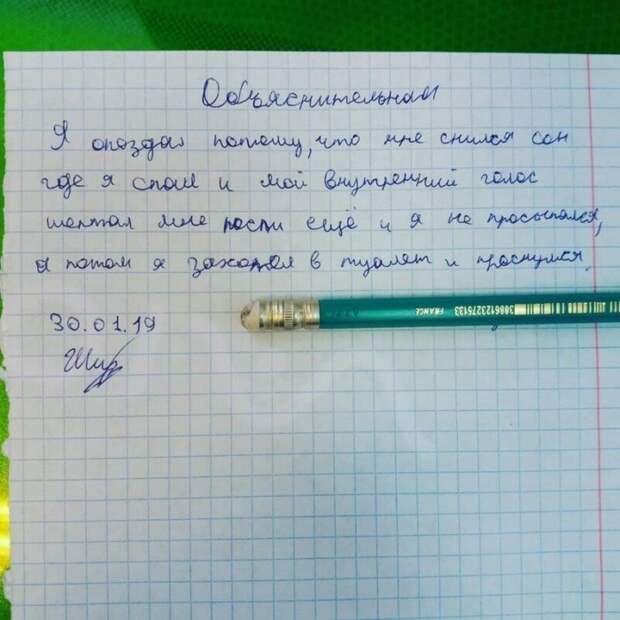 18 улетных объяснительных от школьников, чьих родителей вызвали к директору