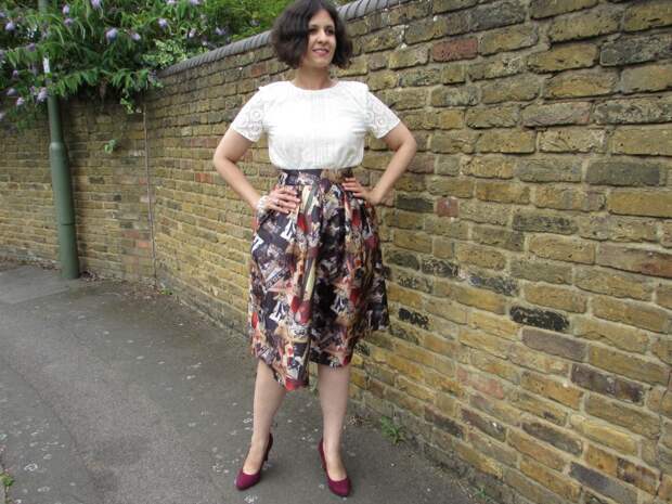 Laced top and full midi skirt 