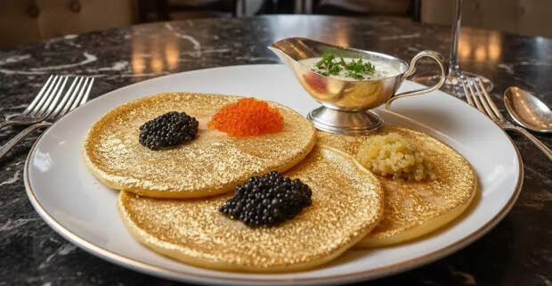 В Москве испекли золотые блины стоимостью 8500 рублей