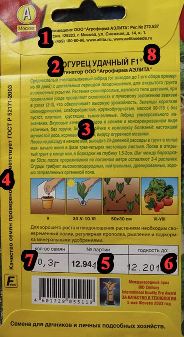 Дана информация которая находится на пакетике с семенами рассмотри рисунок и ответь на вопрос