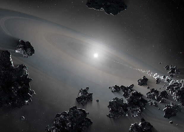 Астрономы нашли поглощающий два разных типа планетного вещества белый карлик