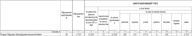 Статистика МВД. Корейцы из КНДР в России