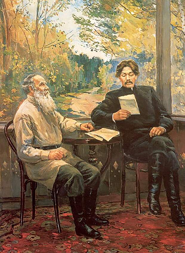 А.М.Горький и Л.Н.Толстой в Ясной поляне, 1977.jpg