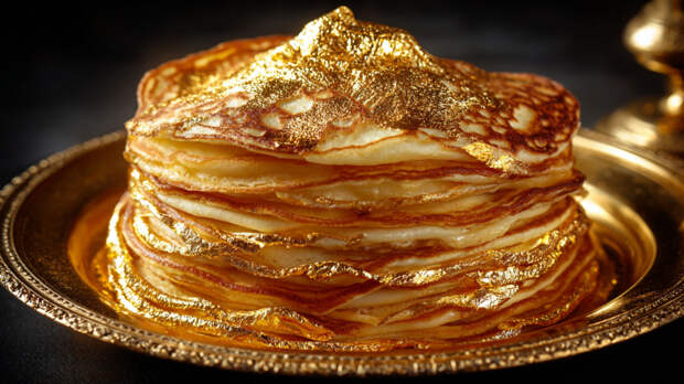 Со вкусом богатства: в Москве на Масленицу испекли золотые блины