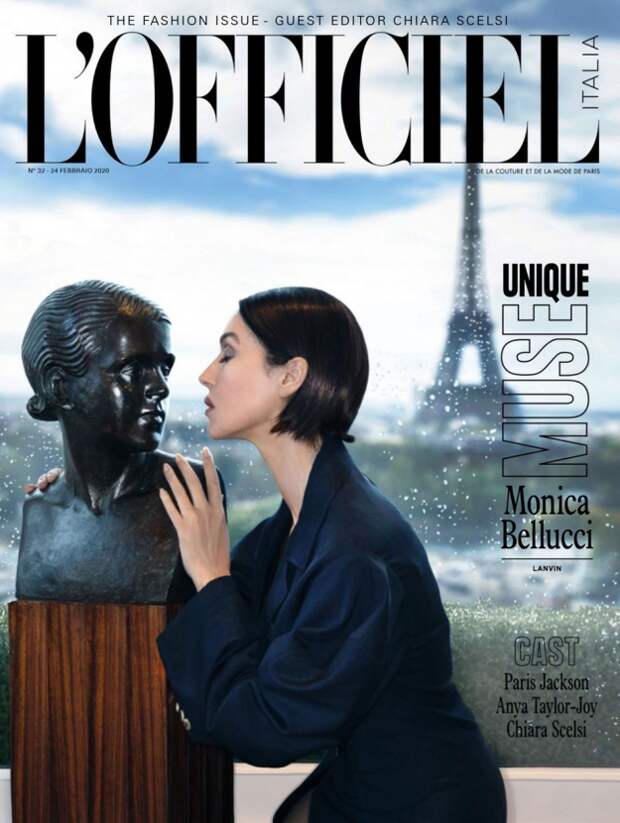 Моника Беллуччи на фоне Эйфелевой башни в съемке L'Officiel Italia