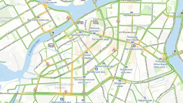 Дороги отдыхают: в Петербурге 1-балльные пробки