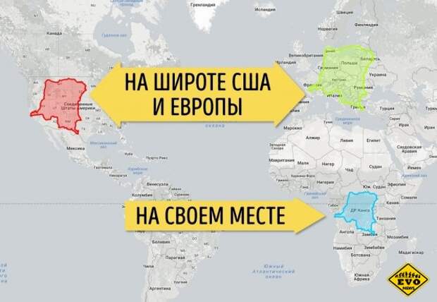 10 карт - реальные размеры стран, которые изменят ваш взгляд на мир