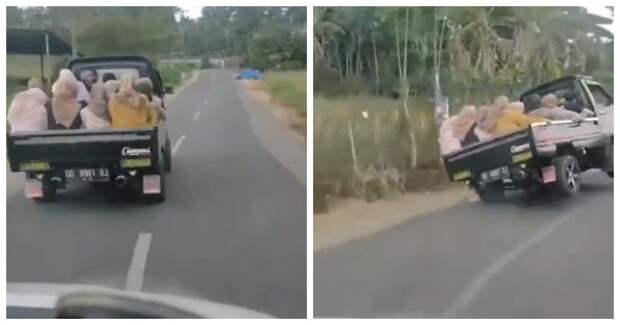 Пикап с женщинами перевернулся на повороте