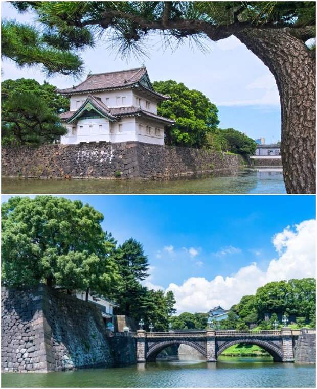 Императорский замок, окруженный рвом с водой (Япония, Токио).