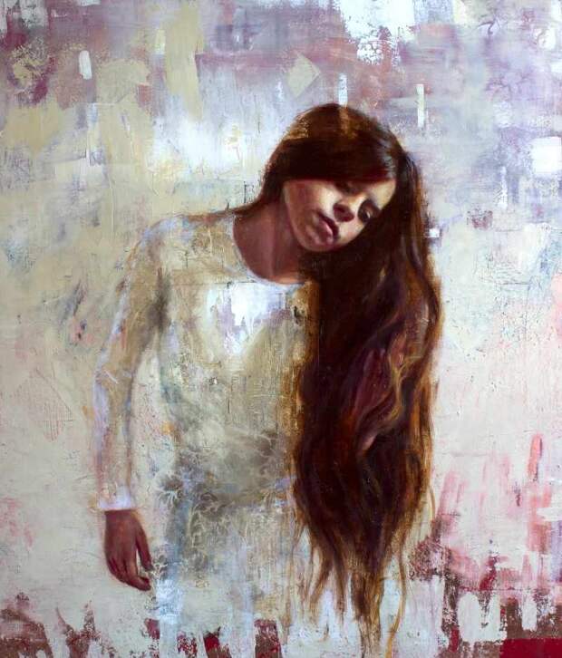 "See-Through". oil and copper leaf on panel, 122x105 cm, 2020 See-Through. oil and copper leaf on panel, 122x105 cm, 2020