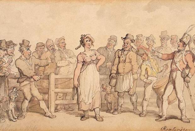 Продажа жены. Томас Роулендсон, ок. 1812-1814 гг. | Фото: aloban75.livejournal.com. Продажа жены. Томас Роулендсон, ок. 1812-1814 гг. | Фото: aloban75.livejournal.com.
