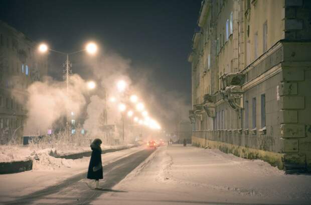 Зима в Норильске, где жил герой заметки. Фотография Елены Чернышевой. 