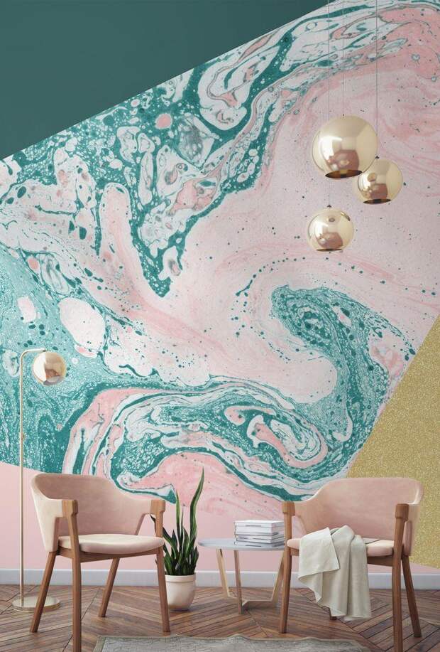 Бирюзовые обои: грамотное использование в интерьере (103 фото)