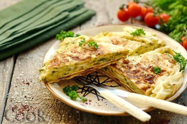 Лепёшка с яйцом на сковороде