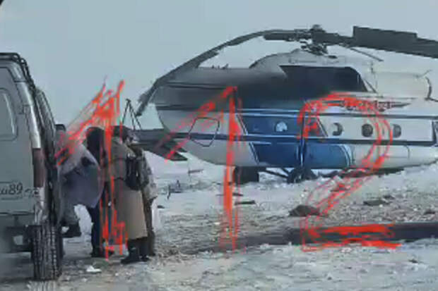 Telegram-канал 112 опубликовал видео с места жесткой посадки вертолета в ЯНАО