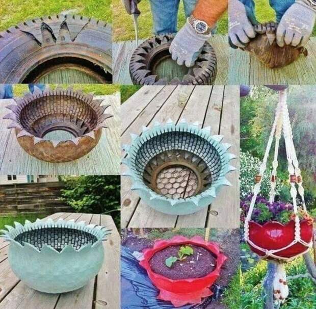 клумбы из покрышек своими руками