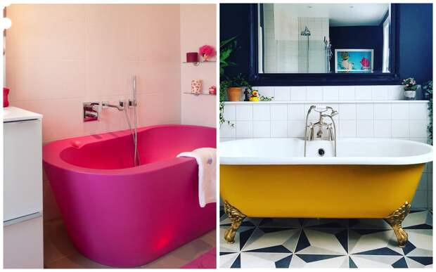 8 примеров маленьких ванных комнат с яркой сантехникой