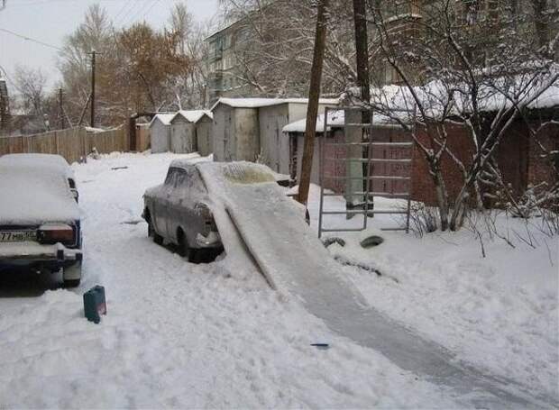 Зима авто, прикол, юмор