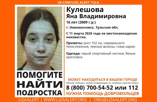 В Новомосковске больше недели ищут пропавшую 16-летнюю девочку