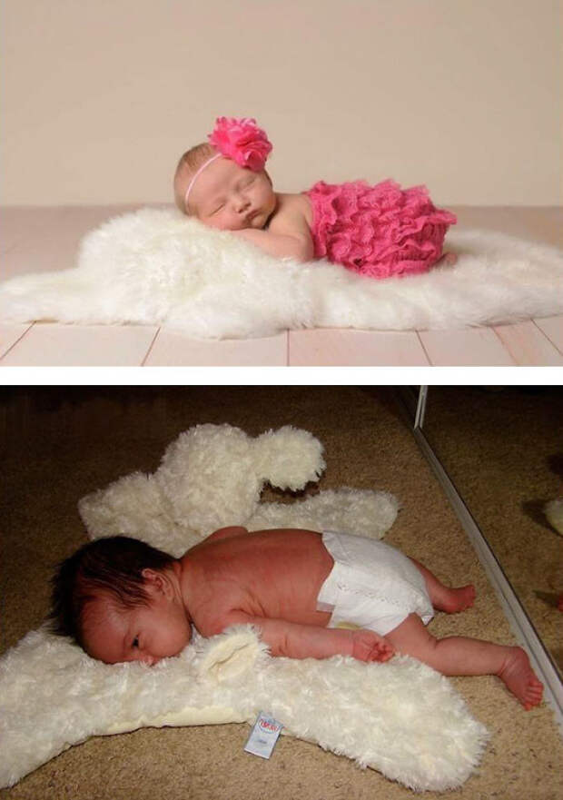 Cute Baby Sleeping On Fur. Nailed It