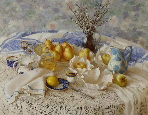 Елена Петрова - Натюрморт с вербой, 2005. Холст, масло.