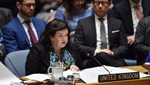 Постпред Великобритании при ООН Карен Пирс на заседании Совета Безопасности ООН