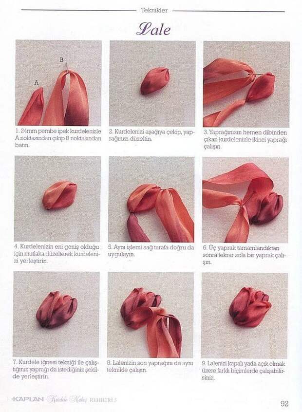 Вышиваем лентами тюльпаны 10