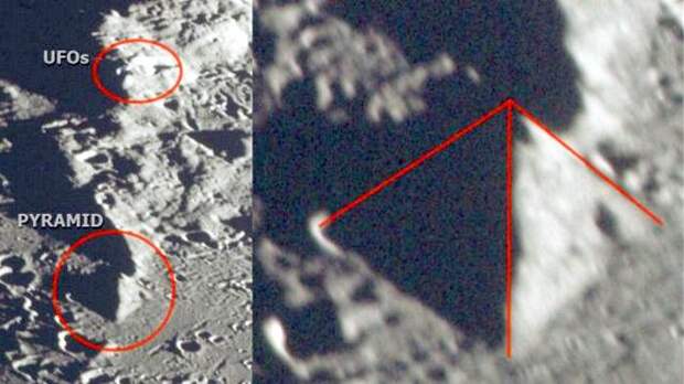 Огромную пирамиду и НЛО обнаружили на Луне