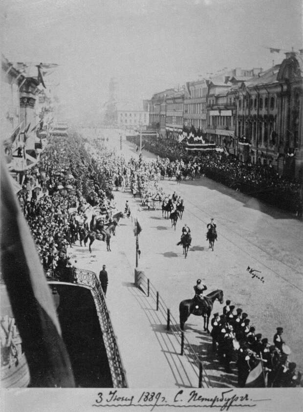 Торжественный въезд в Петербург невесты великого князя Павла Александровича греческой королевы Александры Георгиевны 3 июня 1889 года