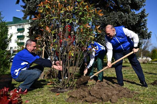 Глава Адыгеи принял участие в высадке деревьев в горпарке Майкопа