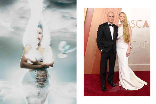 Слева: Cradi B в платье авторства Ильи Мигмуна для журнала Paper / Юра Борисов с женой Анной Шевчук на 97-й ежегодной церемонии вручения премии «Оскар»
