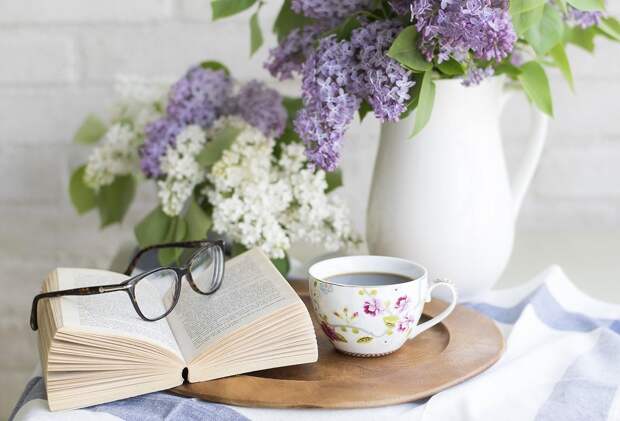Кофе, Книги, Цветы, Настройка, Романтический