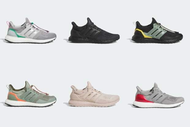 adidas ultraboosts on sale via adidas.com, pictured in six select colorful styles