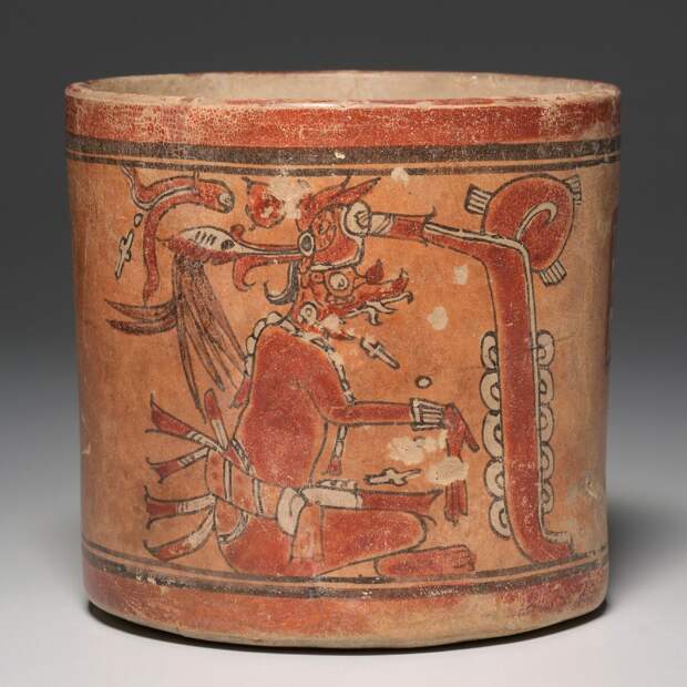 Сосуд с изображением бога молний (Кавиль, Бог К). Майя, 250-900 гг. н.э. Коллекция The Cleveland Museum of Art.