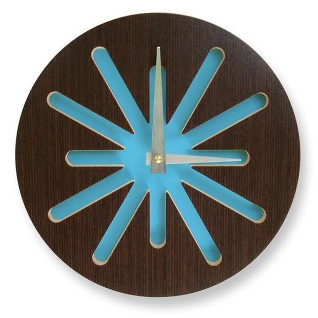 10in Kona Splat на голубом Современные настенные часы