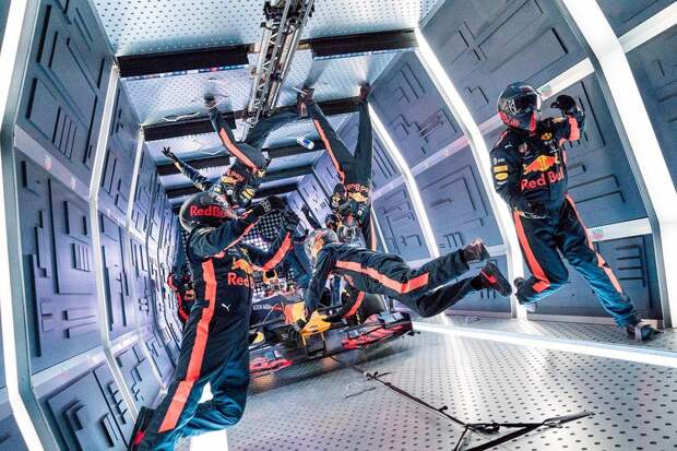 Come fly with Red Bull Racing Aston Martin Red Bull Racing’s mechanics pictured performing the Zero-G pitstop aboard an aircraft in Russia.